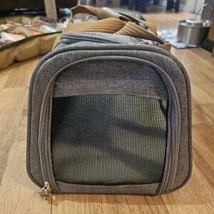 Gray Small Pet Carrier with Mesh Panels